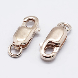 Honeyhandy 925 Sterling Silver Lobster Claw Clasps, Carved 925, Rose Gold, 10.5mm, Hole: 1mm