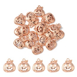 20Pcs Halloween Pumpkin Jack-O'-Lantern Alloy Pendants, Lead Free & Cadmium Free, Rose Gold, 18x16x3mm, Hole: 1.8mm