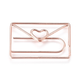 Honeyhandy Envelope with Heart Shape Iron Paperclips, Cute Paper Clips, Funny Bookmark Marking Clips, Rose Gold, 19x30x3.5mm