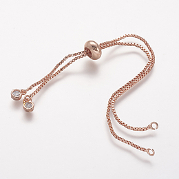 Honeyhandy Rack Plating Brass Chain Bracelet Making, with Rhinestone, Long-Lasting Plated, Slider Bracelets Making, Cadmium Free & Lead Free, Real Rose Gold Plated, Single Chain Length: about 115~120mm