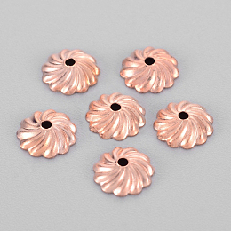 Honeyhandy Brass Flower Bead Caps, Rose Gold, 7x2mm, Hole: 1mm, about 99pcs/10g