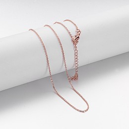 Honeyhandy Brass Chain Necklaces, Cable Chain, with Lobster Clasps, Rose Gold, 17 inch