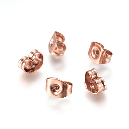 Honeyhandy 304 Stainless Steel Ear Nuts, Earring Backs, Rose Gold, 4.5x6x3mm, Hole: 0.7mm