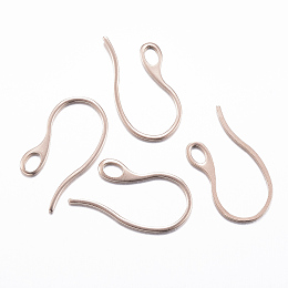 Honeyhandy Ion Plating(IP) 304 Stainless Steel Earring Hooks, with Horizontal Loop, Rose Gold, 22x11.5x1mm, Hole: 2.5x3.5mm