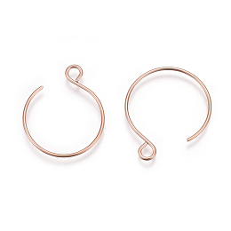 Honeyhandy Ion Plating(IP) 304 Stainless Steel Earring Hooks, with Horizontal Loop, Rose Gold, 22x18mm, Hole: 2.5mm, Pin: 0.8mm