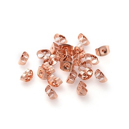 Honeyhandy 304 Stainless Steel Ear Nuts, Earring Backs, Rose Gold, 6x4.5x3mm, Hole: 0.8~1mm