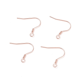 Honeyhandy 304 Stainless Steel Earring Hooks, Ear Wire, with Horizontal Loop, Rose Gold, 17~18x18~20x2mm, Hole: 2mm, Pin: 0.7mm