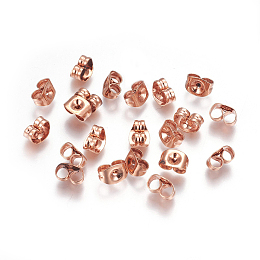 Honeyhandy 304 Stainless Steel Ear Nuts, Earring Backs, Rose Gold, 6x4.5x3.5mm, Hole: 0.9mm