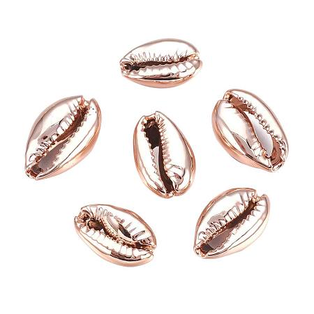Arricraft About 50pcs Rose Gold Electroplated Shell Beads Cowrie Shells Natural Seashells for Waikiki Hawaii Anklet Bracelet, Craft Making, Home Decoration, Beach Party