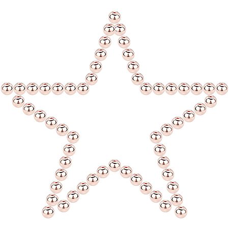 SUNNYCLUE 1 Box 100Pcs 8mm Rose Gold Round Beads, Synthetic Hematite Beads Rondelle Beads Metal Loose Connector Beads Smooth Spacer Beads with Elastic Thread for DIY Bracelet Jewelry Making