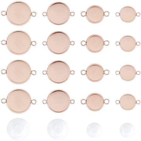 UNICRAFTALE About 40pcs 8/10/12/14mm Rose Gold Flat Round Pendant Bezel Trays with Cabochons Stainless Steel Blank Bezel Hypoallergenic Pendant Cabochon Settings for Jewelry Making DIY Findings