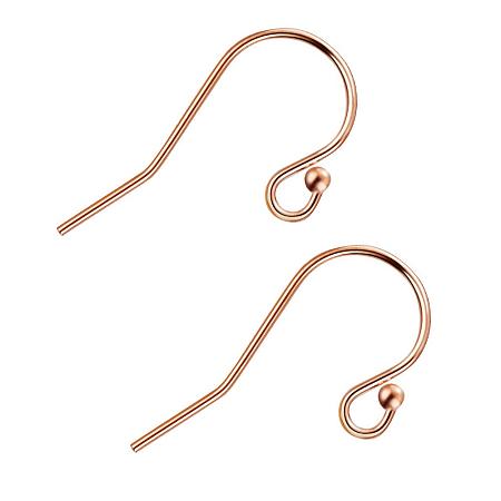 BENECREAT 6 PCS 14K Rose Gold Filled Earring Hooks Ball End Earring Wires Dangle Earring Findings for DIY Jewelry Making - 20x11mm