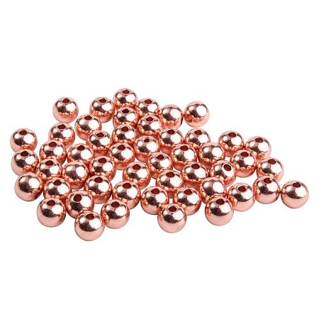 PandaHall Elite Rose Gold Round Brass Spacer Beads Diameter 6mm Jewelry Making Findings, about 50pcs/bag