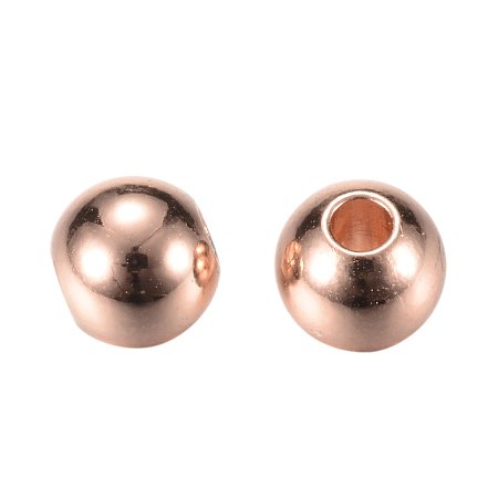 Nbeads Brass Spacer Beads, Round, Rose Gold, 3x2.5mm, Hole: 1.5mm