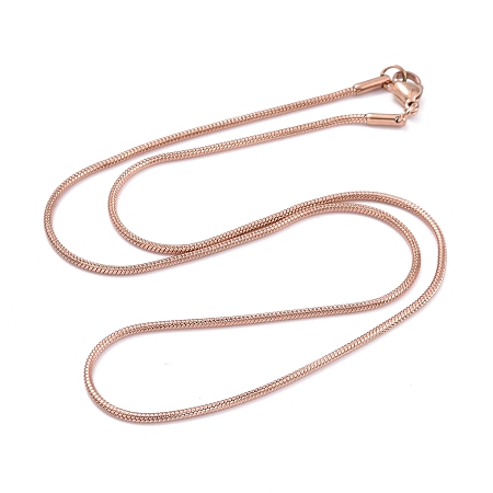 Honeyhandy 304 Stainless Steel Snake Chain Necklaces, with 304 Stainless Steel Clasps, Rose Gold, 17.8 inch(45.3cm), 1.5mm