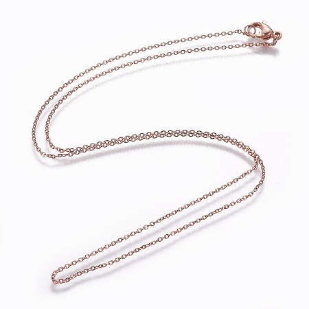 304 Stainless Steel Cable Chain Necklaces, with Lobster Claw Clasps, Rose Gold, 17.71 inches(45cm)