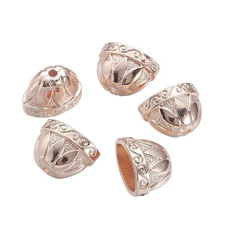 ARRICRAFT About 10pcs Alloy Bead Caps for Bracelet Necklace Earrings Jewelry Making Crafts, Rose Gold, 14x20x12.5mm, Hole: 2.5mm