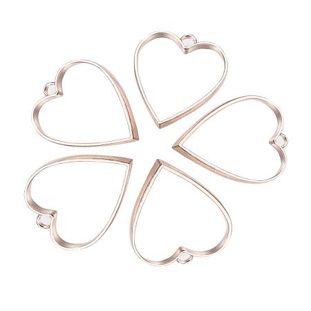 ARRICRAFT 20 pcs Alloy Heart Shape Open Back Bezel Pendants with Loop for UV Resin Crafts Jewelry Making, Rose Gold