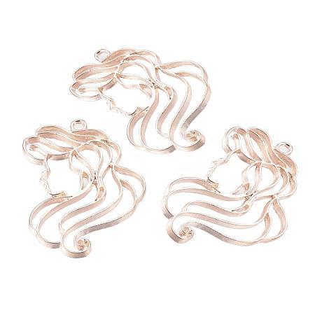 ARRICRAFT 10 pcs Alloy Princess Shape Open Back Bezel Pendants with Loop for UV Resin Crafts Jewelry Making, Rose Gold