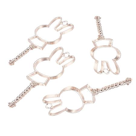 ARRICRAFT 20 pcs Alloy Rabbit Fairy Stick Shape Open Back Bezel Pendants with Loop for UV Resin Crafts Jewelry Making, Rose Gold