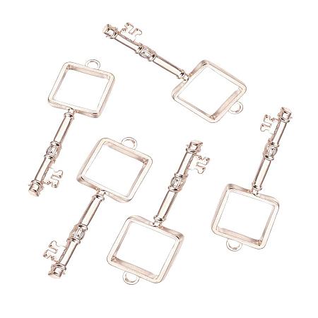 ARRICRAFT 10 pcs Alloy Key Shape Open Back Bezel Pendants with Loop for UV Resin Crafts Jewelry Making, Rose Gold