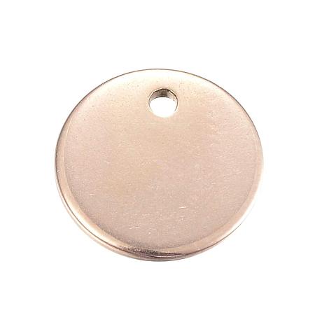 ARRICRAFT 300pcs 10mm 304 Stainless Steel Flat Round Blank Stamping Tag Pendants Charms with 1mm Hole for Bracelet Jewelry Making, Rose Gold