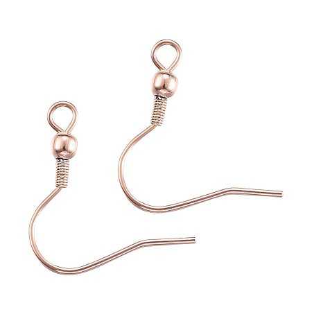 NBEADS 300pcs 04 Stainless Steel Earring Hooks, Rose Gold, 20x19mm, Hole