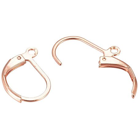 UNICRAFTALE 100pcs Stainless Steel Leverback Earring Findings Rose Gold with Loop Stud Components Metal Ear Stud for Jewelry Earrings Making 16x11.5x2mm