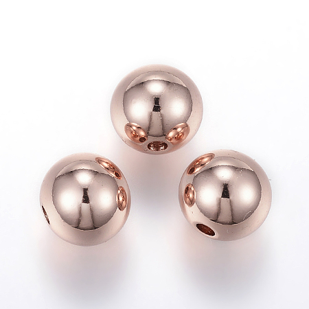 Honeyhandy Ion Plating(IP) 202 Stainless Steel Rondelle Spacer Beads, Rose Gold, 6x5mm, Hole: 2mm