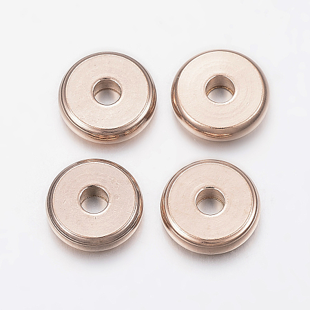 Honeyhandy 304 Stainless Steel Spacer Beads, Donut, Rose Gold, 10x2.5mm, Hole: 3mm