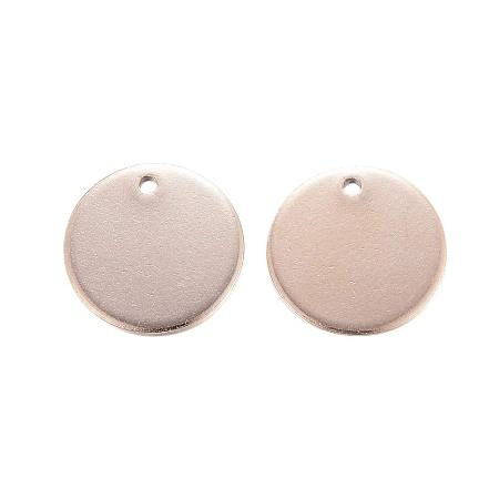 ARRICRAFT 100pcs 15mm 304 Stainless Steel Flat Round Blank Stamping Tag Pendants Charms with 1mm Hole for Bracelet Jewelry Making, Rose Gold
