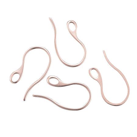 PandaHall Elite About 100 Pcs 304 Stainless Steel Earring Hook Ear Wires with Loop 22x11.5x1mm for Jewelry Making Rose Gold