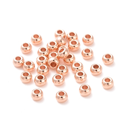 Honeyhandy 304 Stainless Steel Beads, Round, Rose Gold, 3x2mm, Hole: 1.2mm