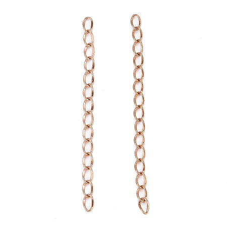 Honeyhandy 304 Stainless Steel Chain Extender, Dapped Curb Chain, Rose Gold, 45~52mm, Link: 4.5x2.5x0.5mm