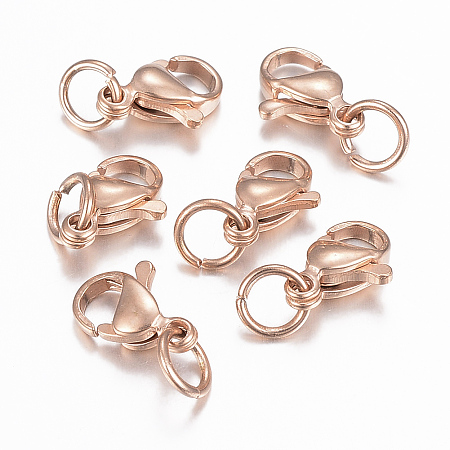 Honeyhandy 304 Stainless Steel Lobster Claw Clasps, Parrot Trigger Clasps, Rose Gold, 9x6x3mm, Hole: 3.5mm