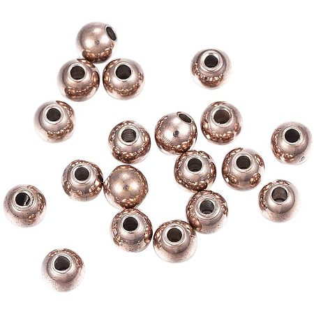 Pandahall Elite 100pcs 4mm Round Spacers Beads Rose Golden Stainless Steel Loose Spacers Beads Charm Jewelry findings for Necklace Bracelet Earring Making DIY