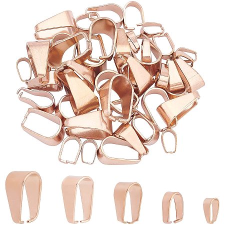 UNICRAFTALE About 40pcs 5 Sizes Rose Gold Pendant Bails Snap On Bails Pinch Bails Clasp Stainless Steel Bails Pendant Connector Findings for Pendant Necklace Jewelry Making 7-13mm