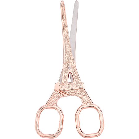 SUNNYCLUE 5.5Inch Embroidery Sewing Scissors Vintage Stainless Steel European Eiffel Tower Scissors for Fabric & Paper Cutting Craft Threading Household Daily Use Cross-Stitch, Rose Gold