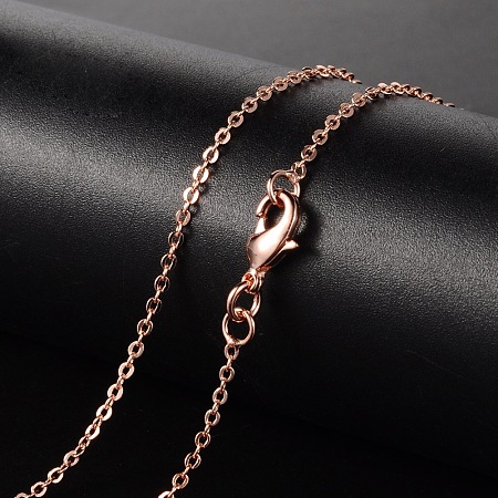 Honeyhandy Brass Necklaces, Cable Chain, with Lobster Clasp, Rose Gold, 17.13 inch, 1.5mm
