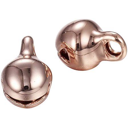 PandaHall Elite 10PCS Rose Gold Stainless Steel Bell Charm Pendants for Jewelry Making Findings 9x6mm, Hole 1.5mm
