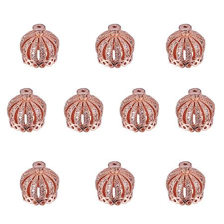 NBEADS 10pcs Rose Gold Color Cubic Zirconia Pave King Queen Crown Beads Bracelet Connector Spacer Charm Beads, Brass Loose Beads for Bracelet Necklace Earrings DIY Jewelry Making Crafts