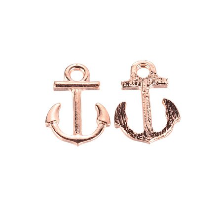 ARRICRAFT 10 Pieces Brass Anchor Brass Charms Pendant Connector for DIY Jewelry Making, Rose Gold