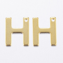 Honeyhandy 304 Stainless Steel Charms, Letter, Initial Charms, Letter.H, 11x6~12x0.8mm, Hole: 1mm