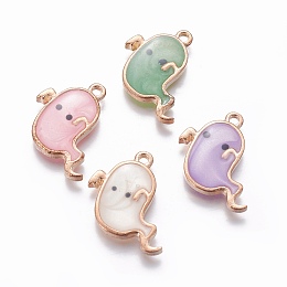 Arricraft Alloy Enamel Pendants, Ghost, Light Gold, Mixed Color, 19.2x19.5x2.7mm, Hole: 1.6mm