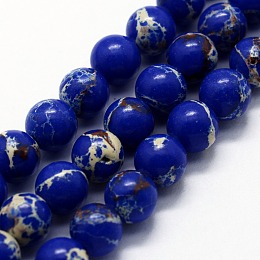 Honeyhandy Synthetic Imperial Jasper Beads Strands, Dyed, Round, Medium Blue, 6mm, Hole: 0.8mm, about 63pcs/strand, 14.76 inch(37.5cm)