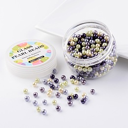 Glass Pearl Bead Sets, Lavender Garden Mix, Environmental, Round, Dyed  , Mixed Color, 6mm, Hole: 0.7~1.1mm; about 400pcs/box.