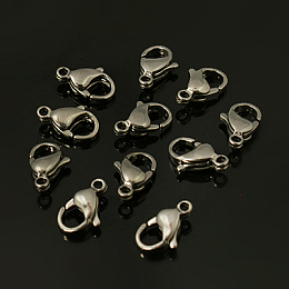 Honeyhandy 304 Stainless Steel Lobster Claw Clasps, Parrot Trigger Clasps, Stainless Steel Color, 19x12x5mm, Hole: 2.5mm