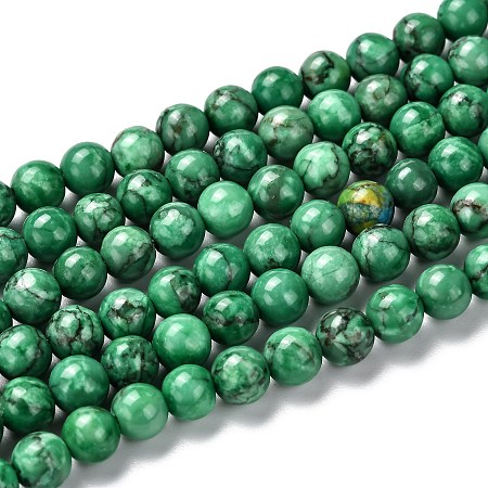 Arricraft Natural African Turquoise(Jasper) Beads Strands, Round, Dyed & Heated, Green, 6mm, Hole: 1mm, about 62pcs/strand, 15 inch(38cm)