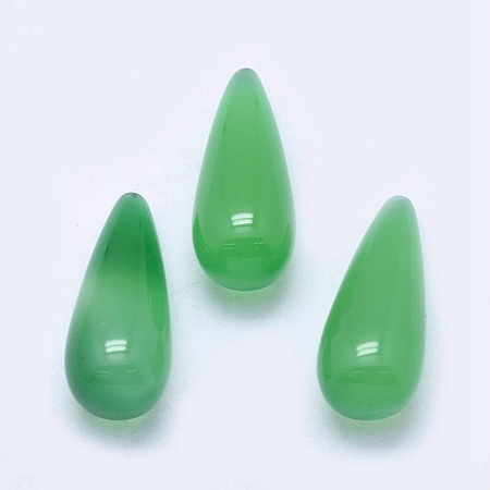 Honeyhandy Natural Agate Beads, Dyed & Heated, teardrop, No Hole/Undrilled, Light Green, 20.5x9mm