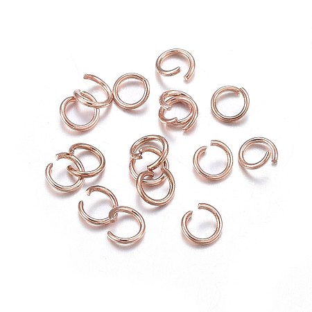 Honeyhandy 304 Stainless Steel Jump Rings, Open Jump Rings, Rose Gold, 21 Gauge, 6x0.7mm